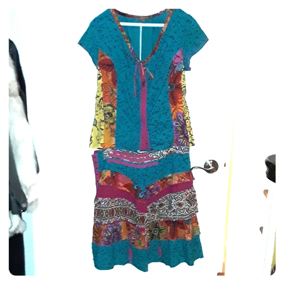 Colorful Skirt and Blouse Set